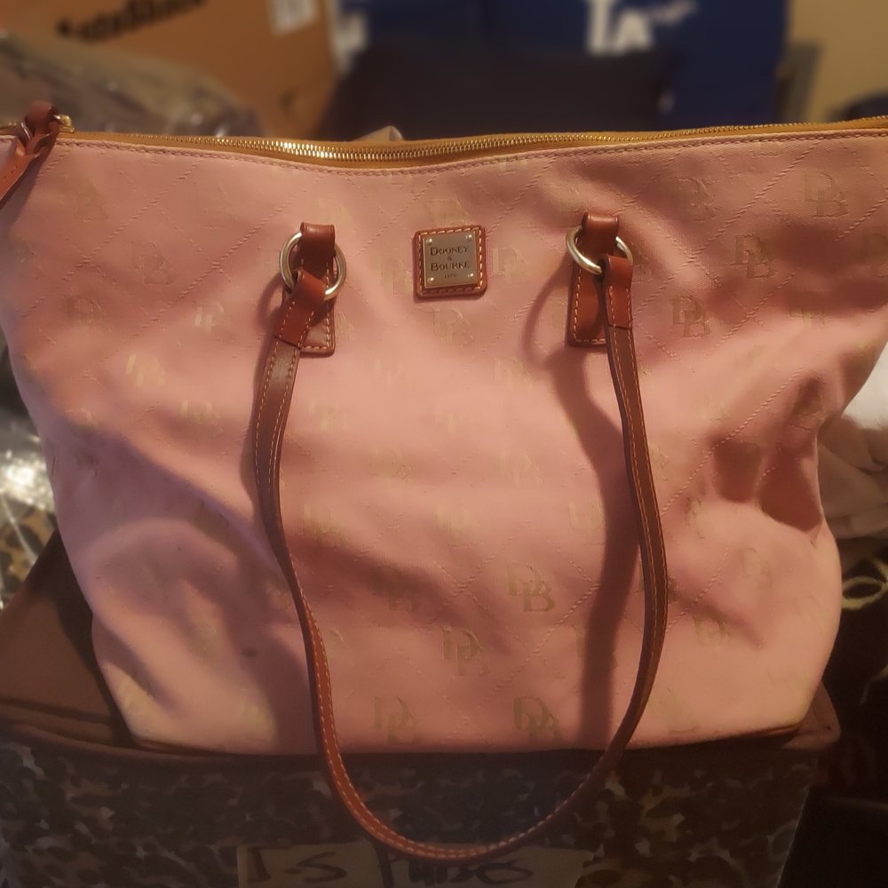 Dooney & Bourke Light Pink Tote with Brown Accents